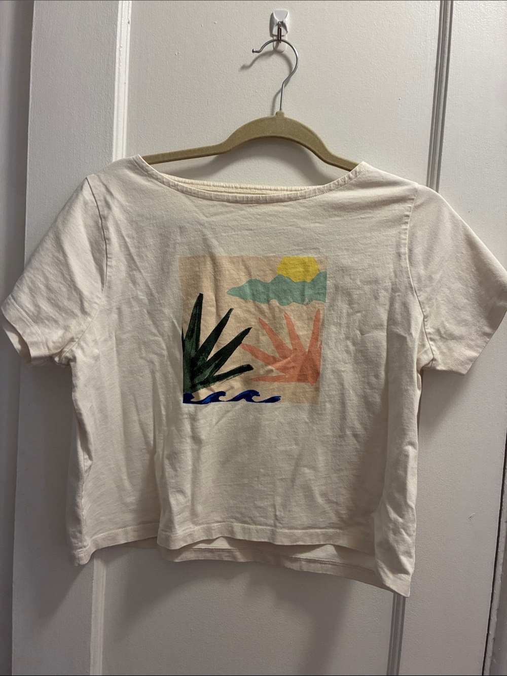 Madewell Cream Graphic Short Sleeve Tee with Nature Motif